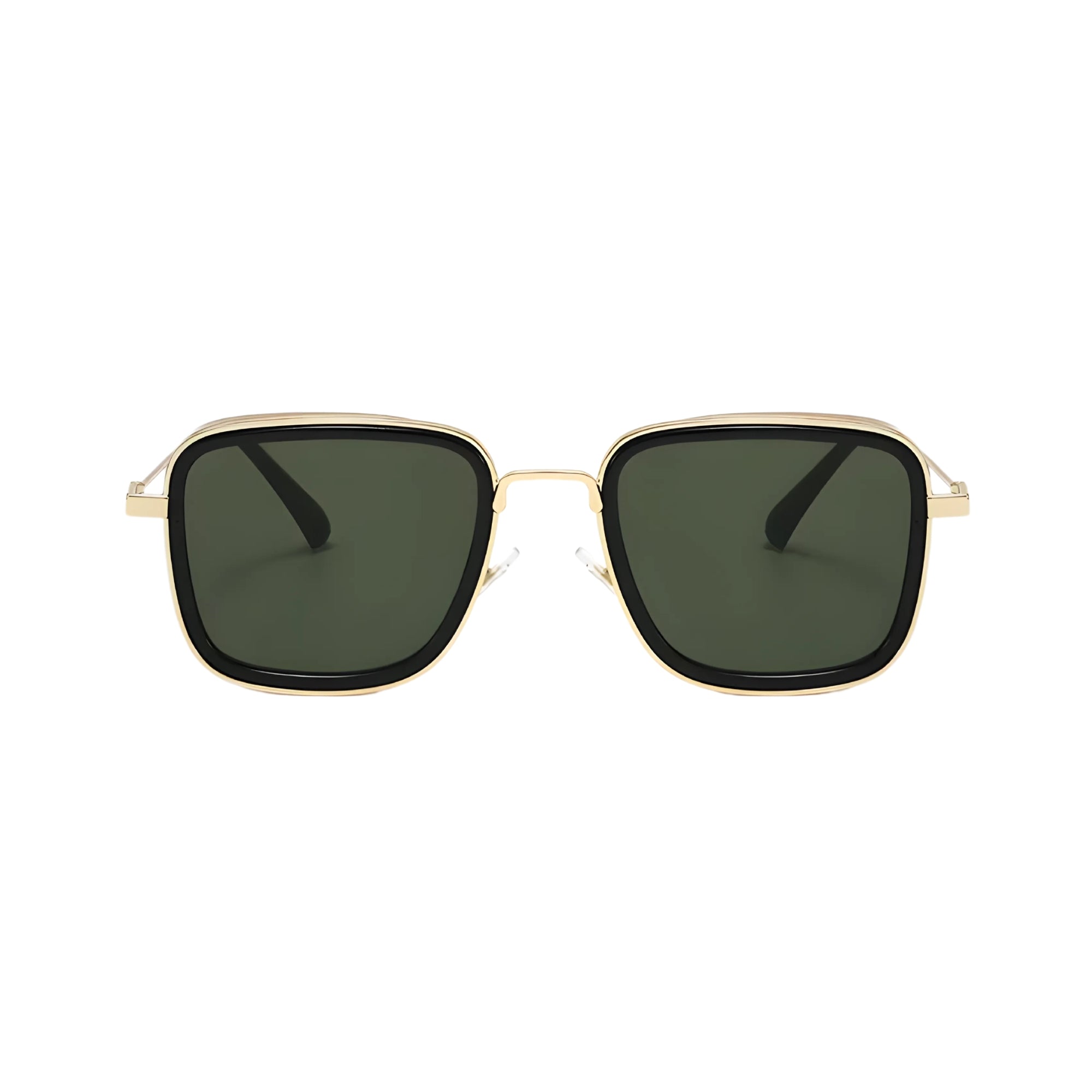 Fame Series Retro Square Sunglasses - Gold Frame Green Lens Fame Series Retro Square Sunglasses - Gold Frame Green Lens
