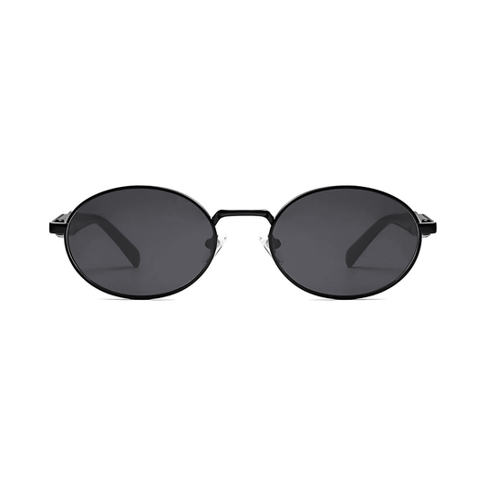essntl Series Retro Oval Sunglasses For Men & Women - Midnight Black