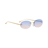 crush series Retro Vintage Rimless Oval Sunglasses For Men & Women - Gold Blue Pink Gradient crush series Retro Vintage Rimless Oval Sunglasses For Men & Women - Gold Blue Pink Gradient