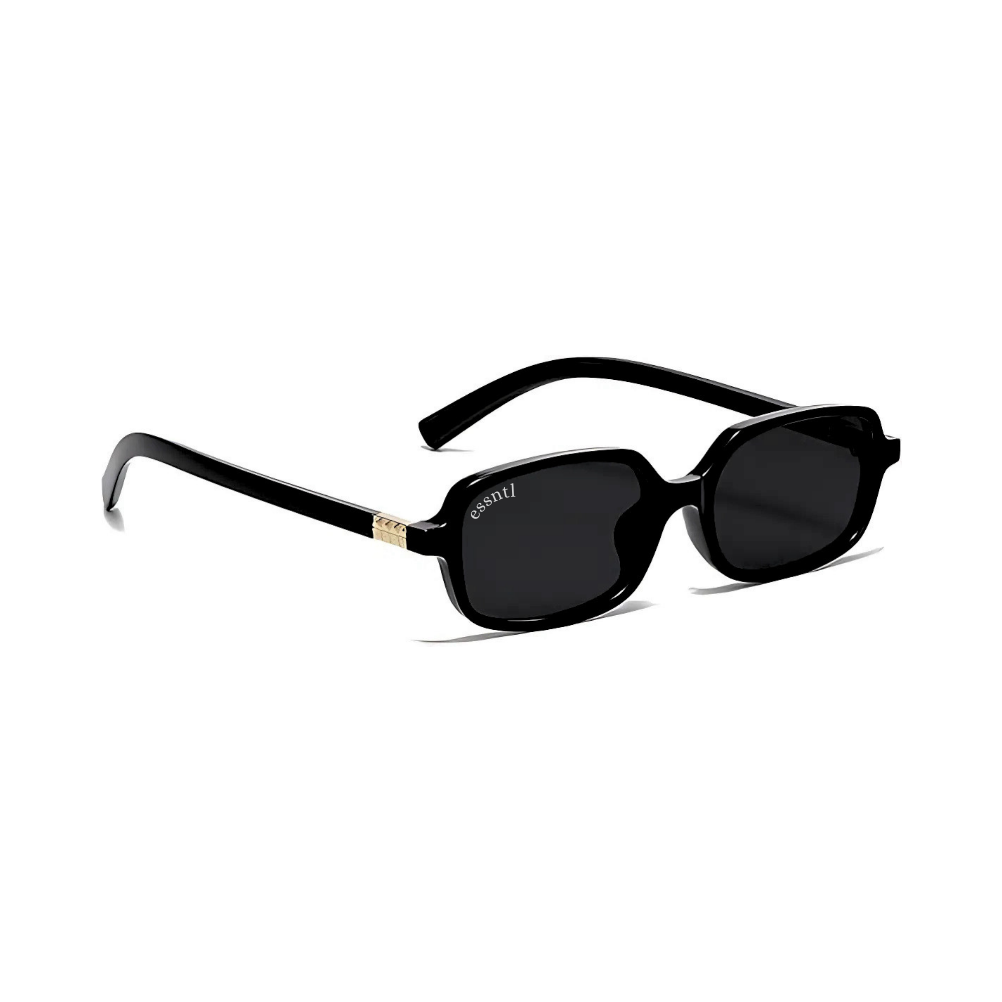 essntl series Retro Vintage Narrow 90s Rectangle Sunglasses For Men & Women - Black Grey essntl series Retro Vintage Narrow 90s Rectangle Sunglasses For Men & Women - Black Grey