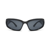 Futuristic Series Y2K Wraparound Sunglasses - Glossy Black Frame Grey Lenses Futuristic Series Y2K Wraparound Sunglasses - Glossy Black Frame Grey Lenses