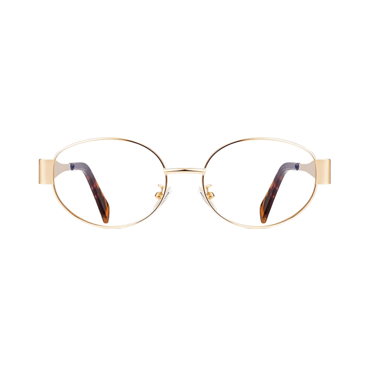 essntl Series Retro Oval Blue Light Blocking Computer Glasses | Unisex | Aurora Gold