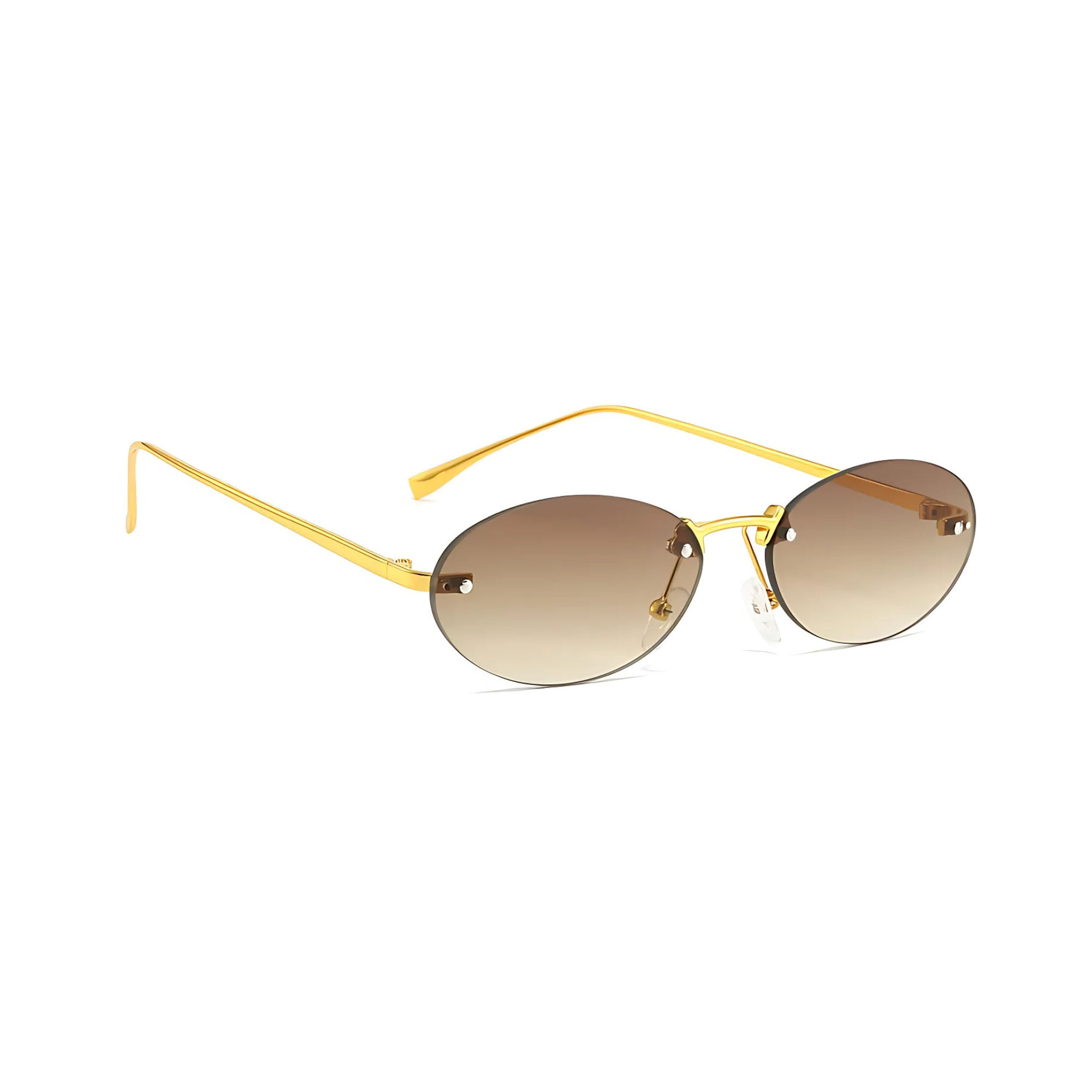 crush series Retro Vintage Rimless Oval Sunglasses For Men & Women - Gold Brown Gradient crush series Retro Vintage Rimless Oval Sunglasses For Men & Women - Gold Brown Gradient