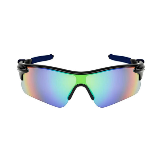 Futuristic Series Half Rim Sports Sunglasses - Black Frame Multicolor Mirrored Lenses