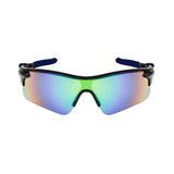 Futuristic Series Half Rim Sports Sunglasses - Black Frame Multicolor Mirrored Lenses Futuristic Series Half Rim Sports Sunglasses - Black Frame Multicolor Mirrored Lenses