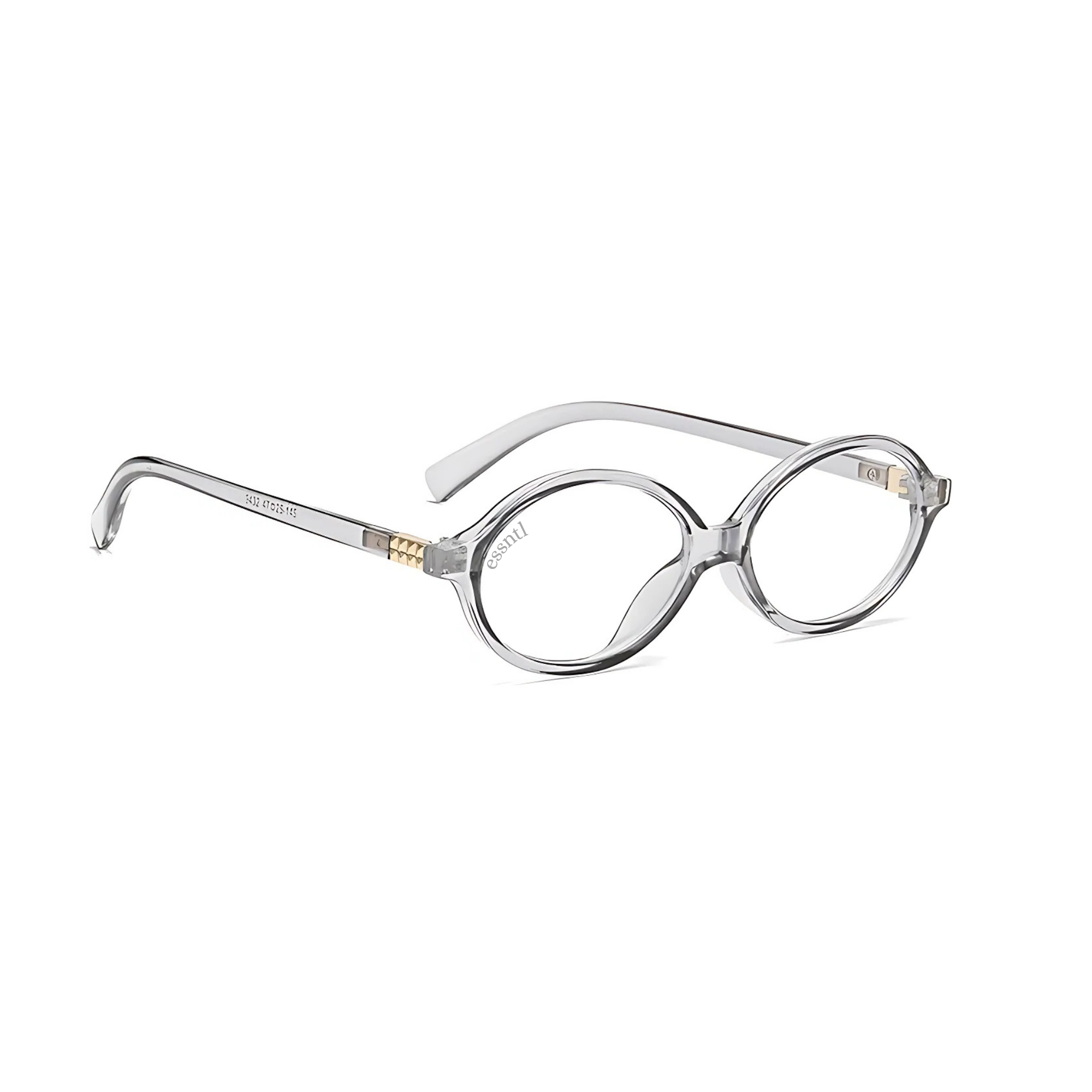 essntl series Retro Vintage 90s Oval Computer Glasses For Men & Women - Transparent Grey essntl series Retro Vintage 90s Oval Computer Glasses For Men & Women - Transparent Grey