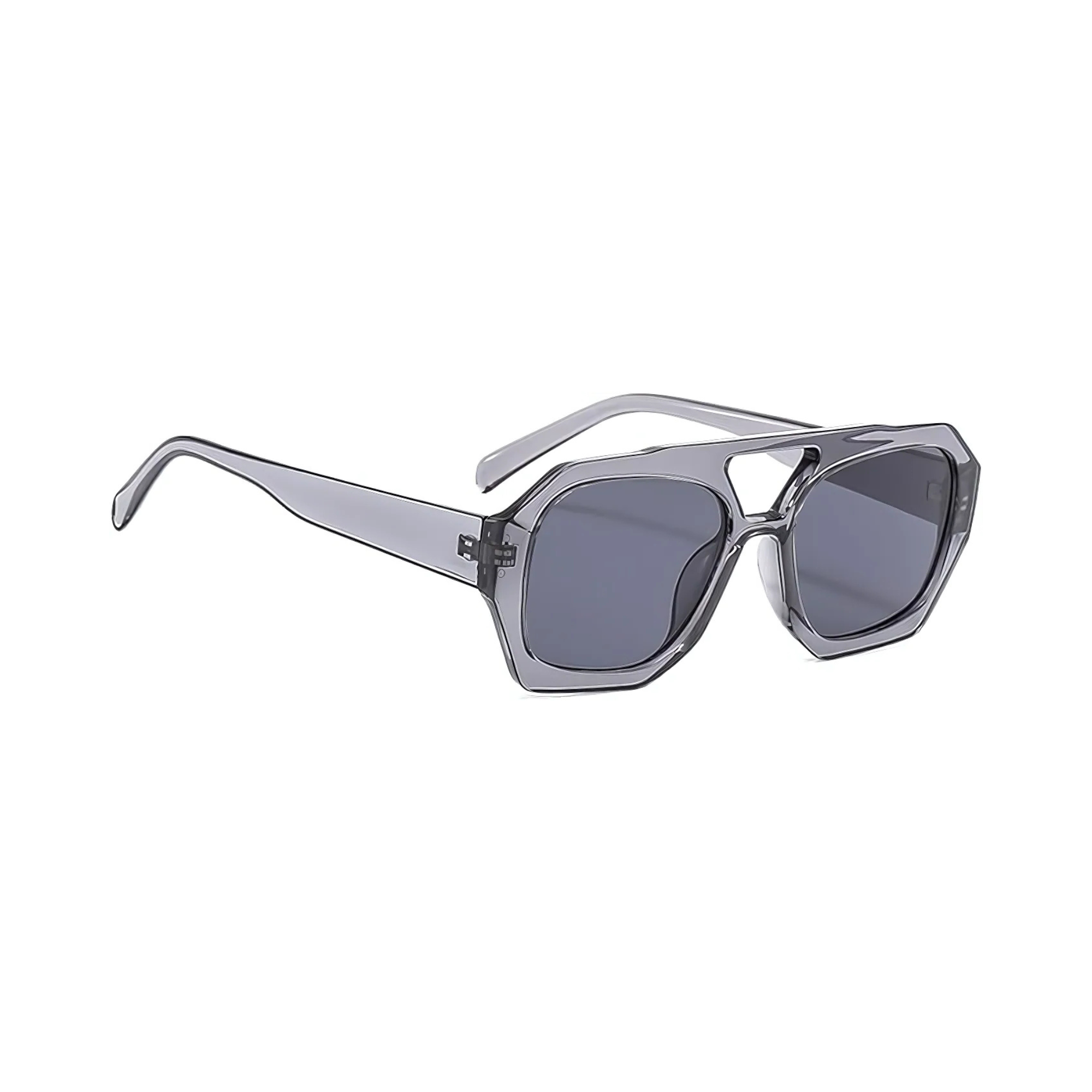 Rebel Retro Vintage 70s Hexagonal Aviator Double Bridge Sunglasses - Transparent Grey Rebel Retro Vintage 70s Hexagonal Aviator Double Bridge Sunglasses - Transparent Grey