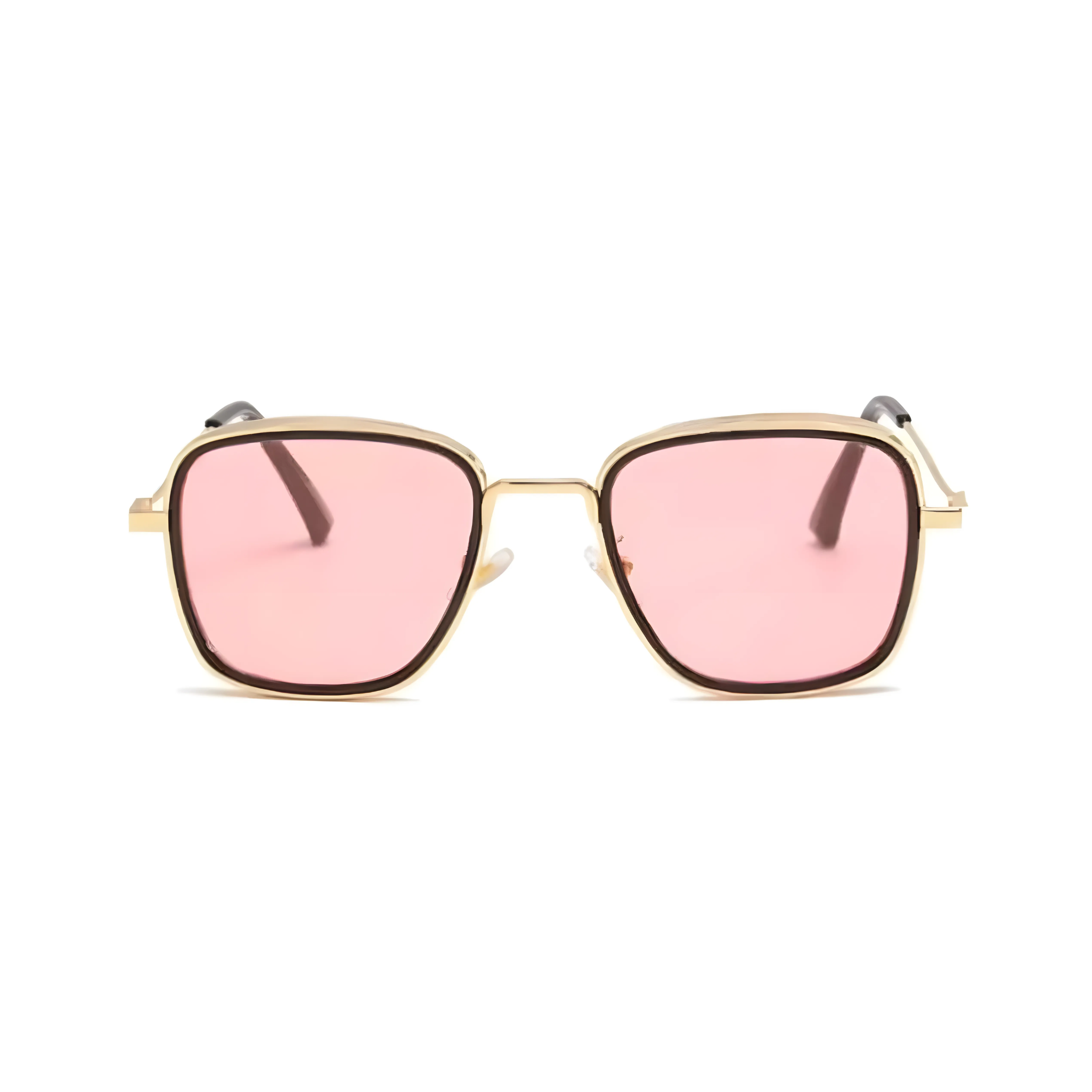 Fame Series Retro Square Sunglasses - Gold Frame Pink Lens Fame Series Retro Square Sunglasses - Gold Frame Pink Lens