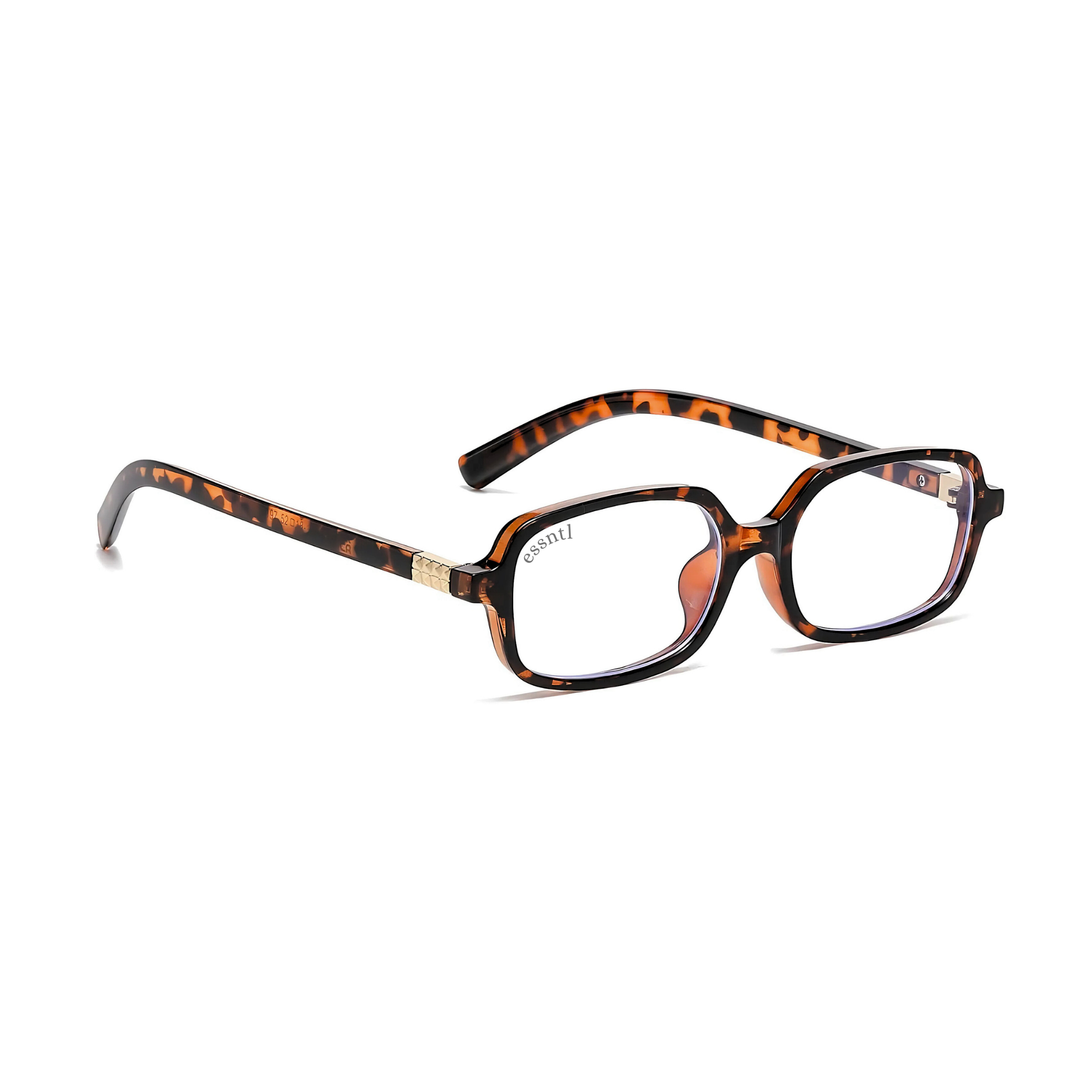 essntl series Retro Vintage Narrow 90s Rectangle Computer Glasses For Men & Women - Leopard Clear essntl series Retro Vintage Narrow 90s Rectangle Computer Glasses For Men & Women - Leopard Clear