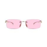 HautRim Series Rimless Rectangle Unisex Sunglasses - Gold Frame Pink Lenses HautRim Series Rimless Rectangle Unisex Sunglasses - Gold Frame Pink Lenses