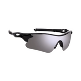 Futuristic Series Half Rim Sports Sunglasses - Black Frame Silver Mirrored Lenses Futuristic Series Half Rim Sports Sunglasses - Black Frame Silver Mirrored Lenses