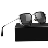 Fame Series Retro Square Sunglasses - Silver Frame Grey Lens Fame Series Retro Square Sunglasses - Silver Frame Grey Lens