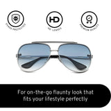 Bold Series Metal Frame Pilot Aviator Sunglasses - Silver Frame Gradient Blue Lens Bold Series Metal Frame Pilot Aviator Sunglasses - Silver Frame Gradient Blue Lens