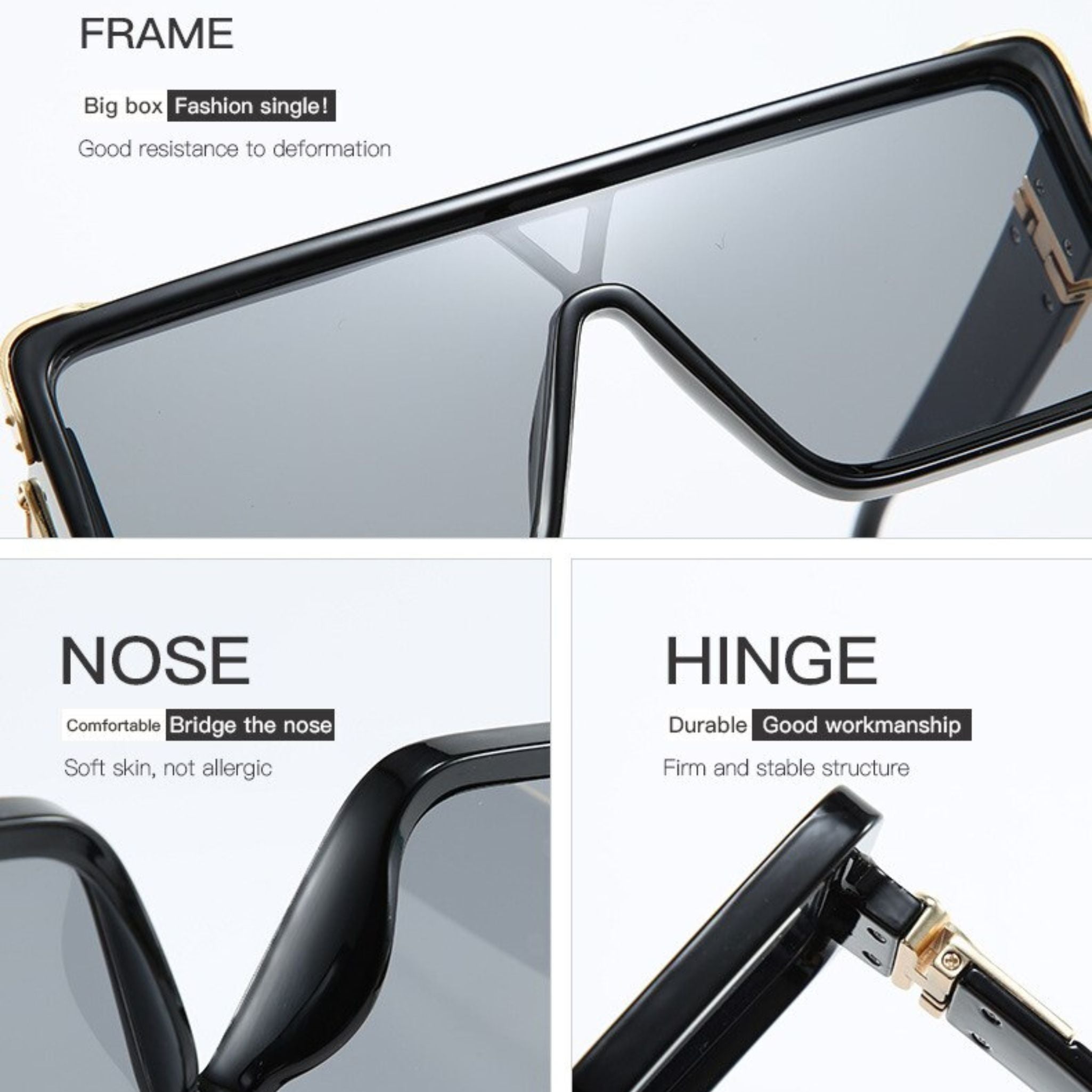 Monster Pro Oversized Square Sunglasses - Black Monster Pro Oversized Square Sunglasses - Black