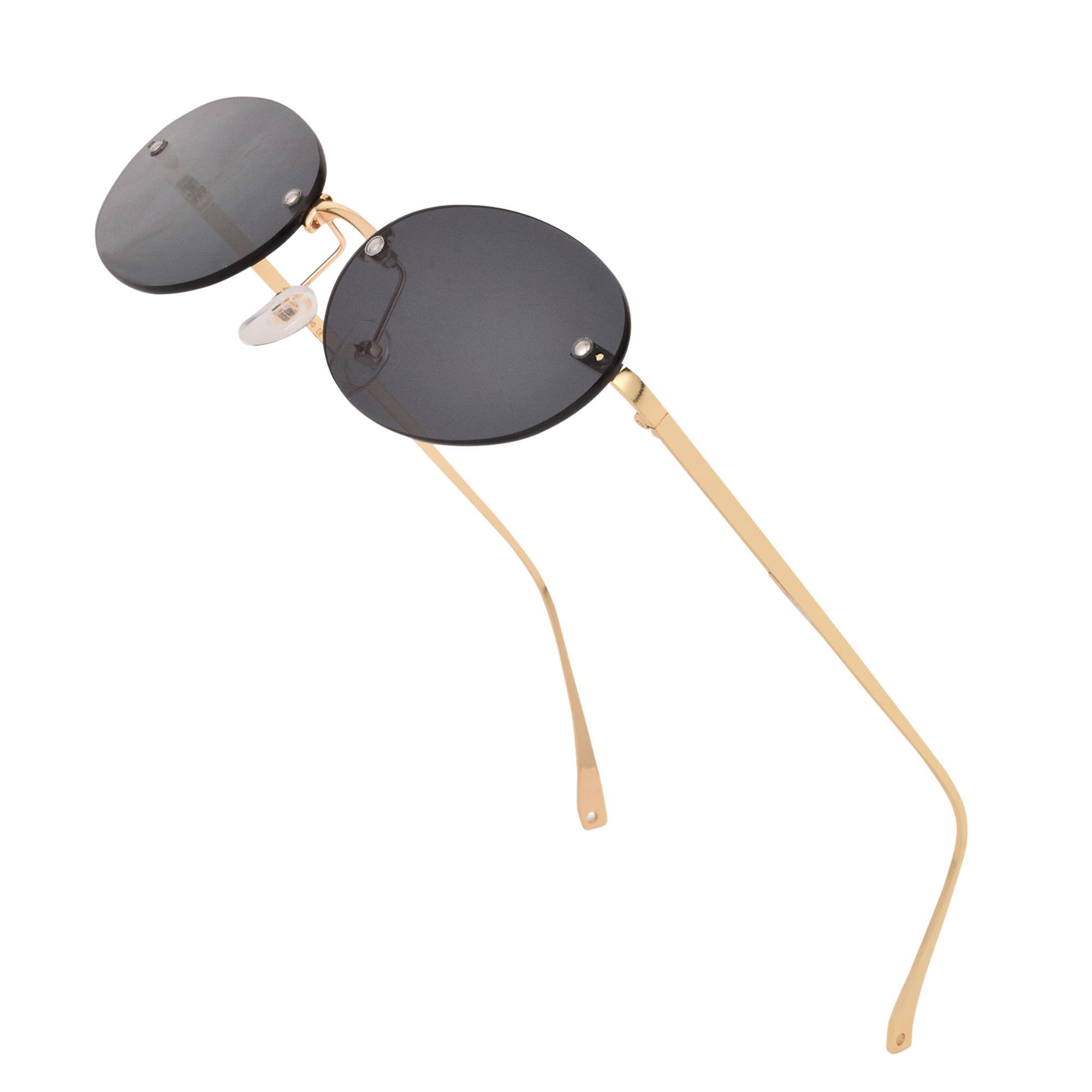 crush series Retro Vintage Rimless Oval Sunglasses With Heart Charms For Women - Midnight Muse crush series Retro Vintage Rimless Oval Sunglasses With Heart Charms For Women - Midnight Muse