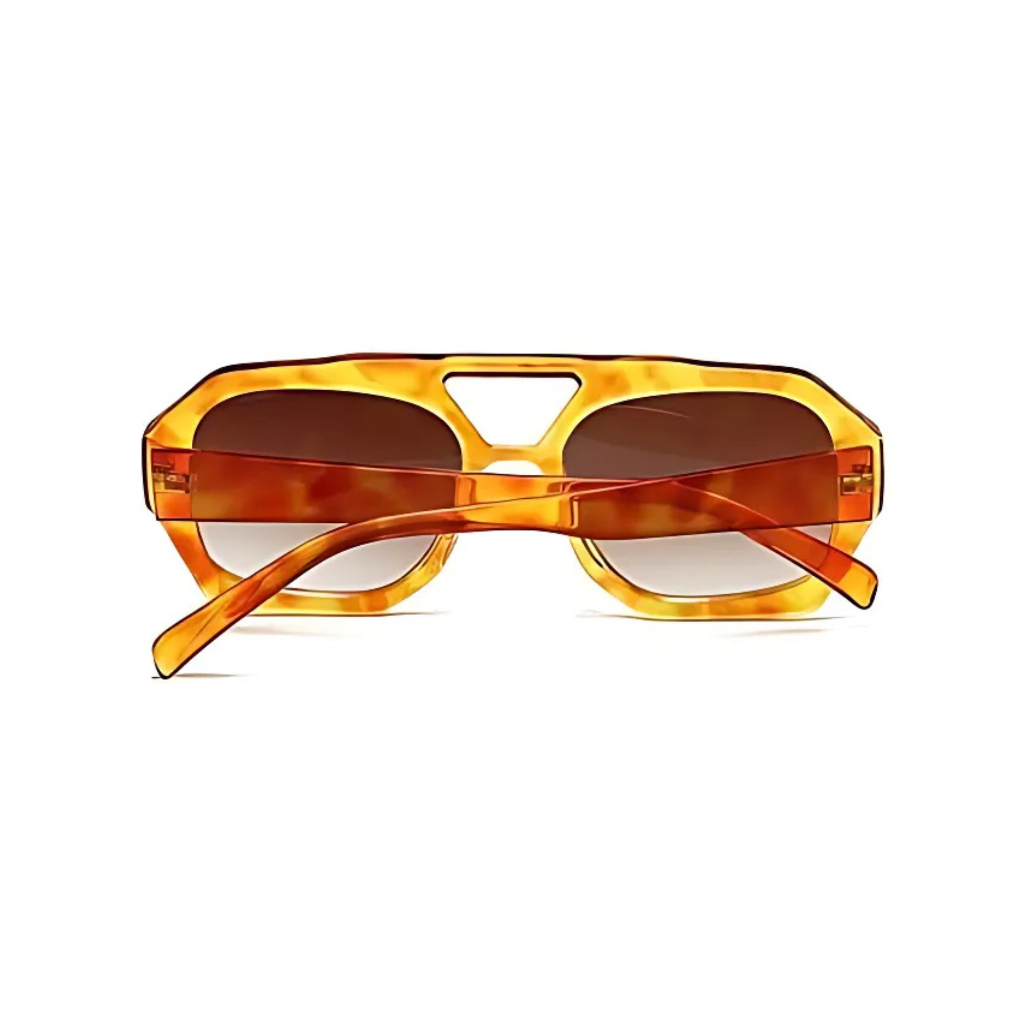 Rebel Retro Vintage 70s Hexagonal Aviator Double Bridge Sunglasses - Honey Tortoise Frame Brown Lenses Rebel Retro Vintage 70s Hexagonal Aviator Double Bridge Sunglasses - Honey Tortoise Frame Brown Lenses