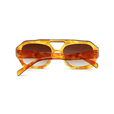 Rebel Retro Vintage 70s Hexagonal Aviator Double Bridge Sunglasses - Honey Tortoise Frame Brown Lenses Rebel Retro Vintage 70s Hexagonal Aviator Double Bridge Sunglasses - Honey Tortoise Frame Brown Lenses