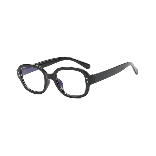 Dotted Series Retro Y2K Rectangle Blue Light Blocking Eyeglasses - Black