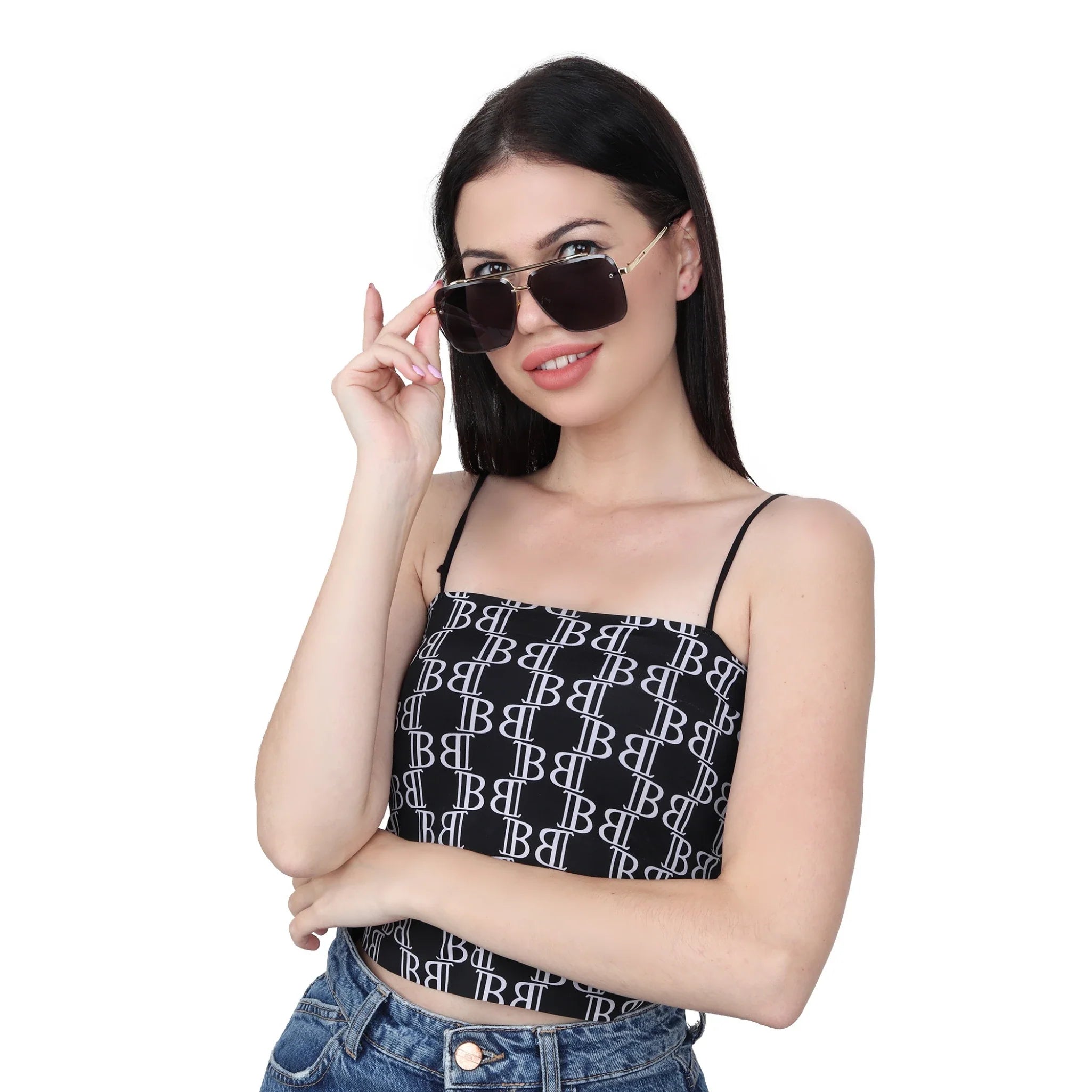 Bold Series Metal Frame Square Sunglasses - Black Bold Series Metal Frame Square Sunglasses - Black