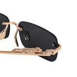 HautRim Series Rimless Rectangle Unisex Sunglasses - Gold Frame Black Lenses HautRim Series Rimless Rectangle Unisex Sunglasses - Gold Frame Black Lenses