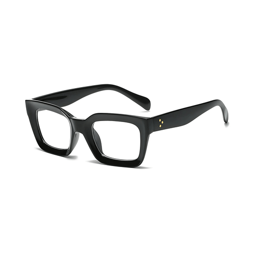 Dotted Series 3 Dots Square Blue Light Blocking Eyeglasses - Black