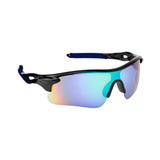 Futuristic Series Half Rim Sports Sunglasses - Black Frame Multicolor Mirrored Lenses Futuristic Series Half Rim Sports Sunglasses - Black Frame Multicolor Mirrored Lenses