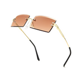 HautRim Series Rimless Rectangle Y2K Sunglasses For Men & Women Gold Brown HautRim Series Rimless Rectangle Y2K Sunglasses For Men & Women Gold Brown