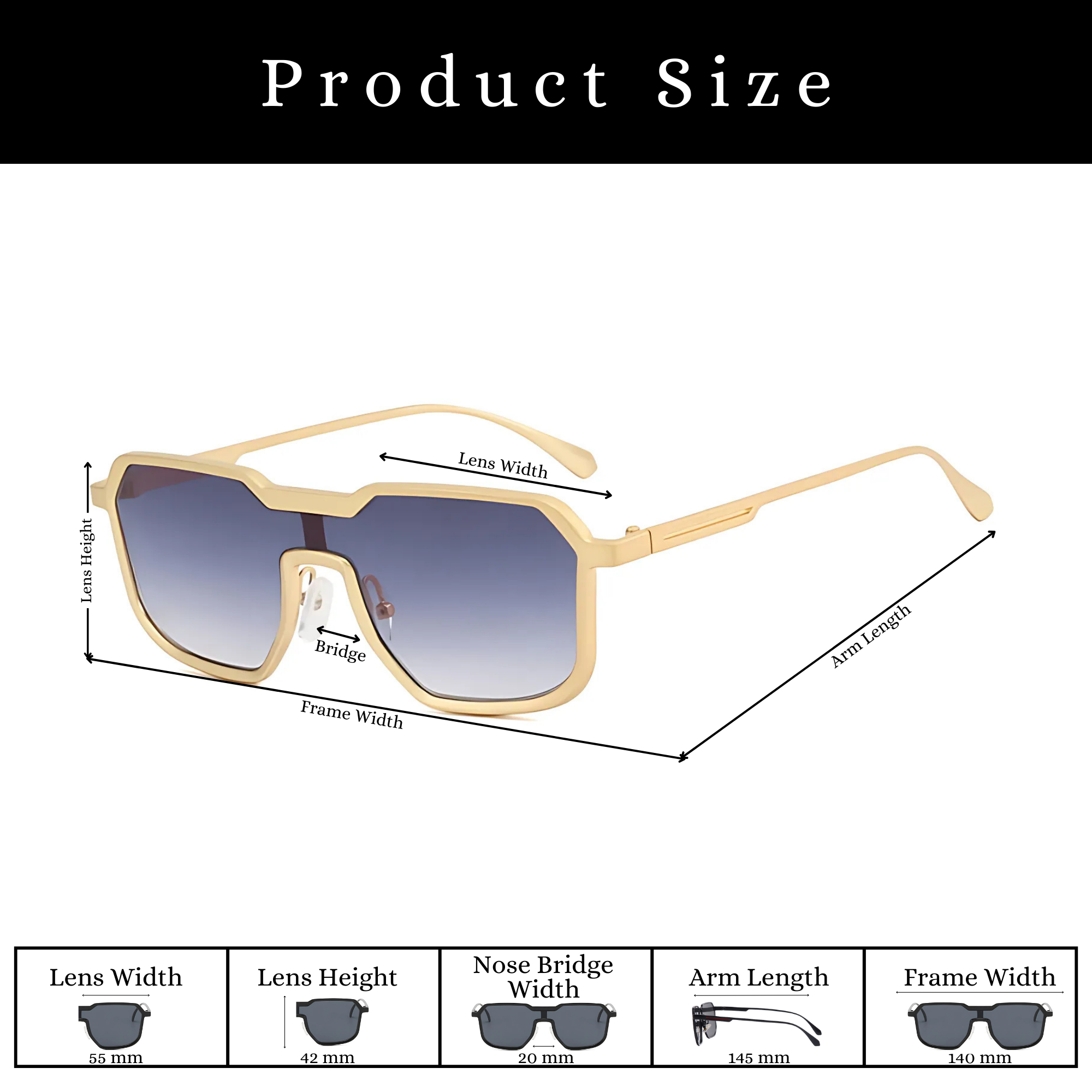 Monster Series Square Irregular Sunglasses For Men & Women - Gold Amethyst Monster Series Square Irregular Sunglasses For Men & Women - Gold Amethyst
