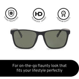 Klassic Series Rectangle Polarized & UV Protected Sunglasses Grey Frame & Green Lenses Klassic Series Rectangle Polarized & UV Protected Sunglasses Grey Frame & Green Lenses