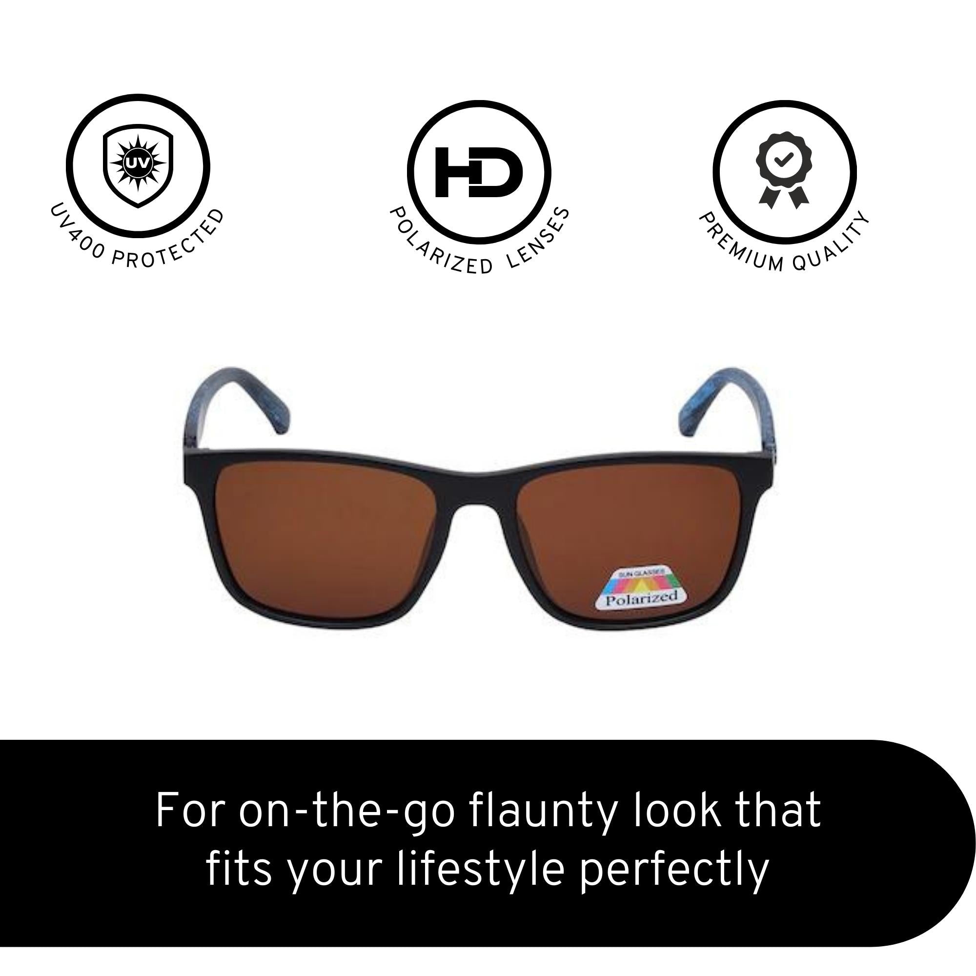 Klassic Series Rectangle Polarized & UV Protected Sunglasses Blue Frame & Brown Lenses Klassic Series Rectangle Polarized & UV Protected Sunglasses Blue Frame & Brown Lenses