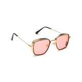 Fame Series Retro Square Sunglasses - Gold Frame Pink Lens Fame Series Retro Square Sunglasses - Gold Frame Pink Lens