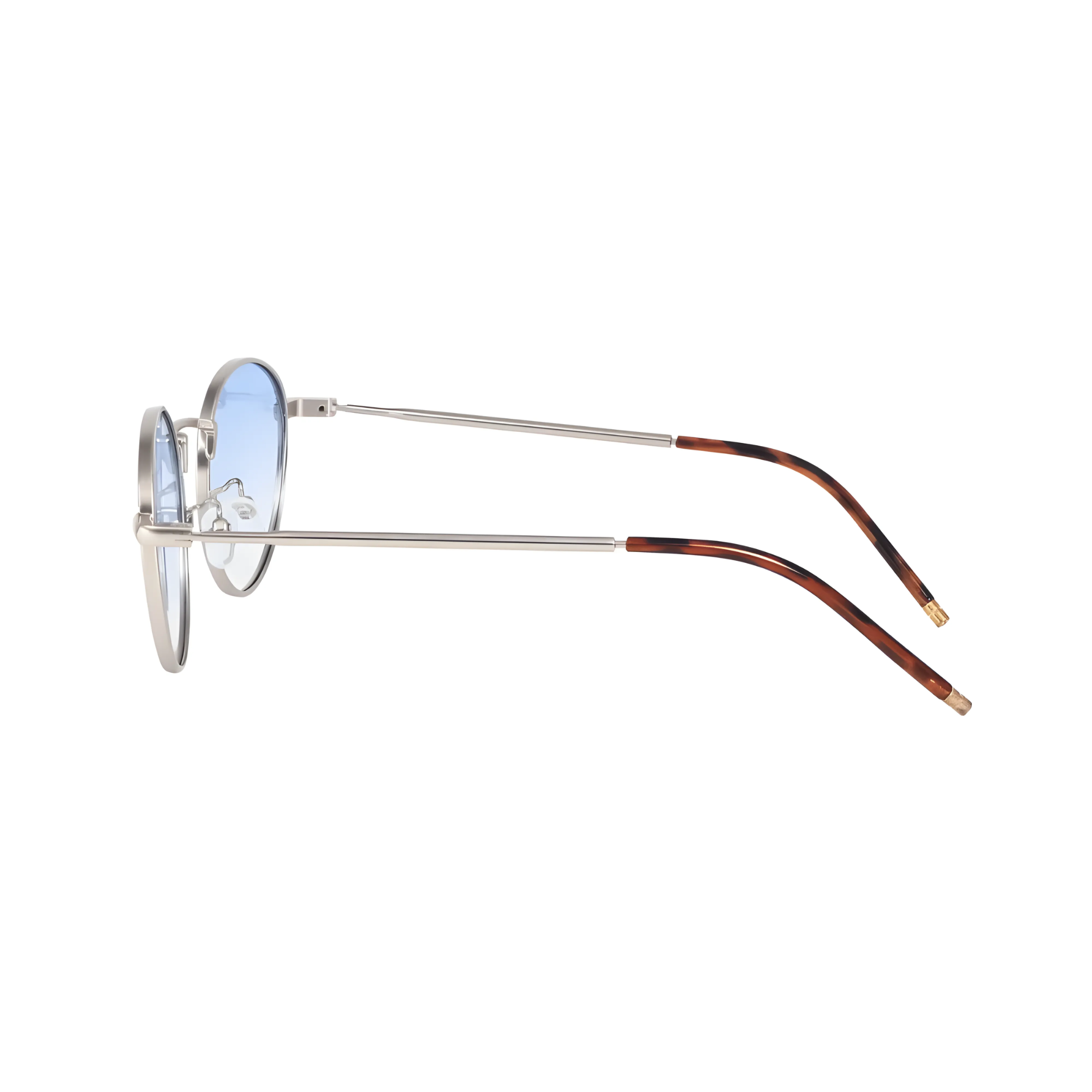 essntl series Vintage Round Sunglasses For Men & Women Silver Frame Gradient Blue Lenses essntl series Vintage Round Sunglasses For Men & Women Silver Frame Gradient Blue Lenses