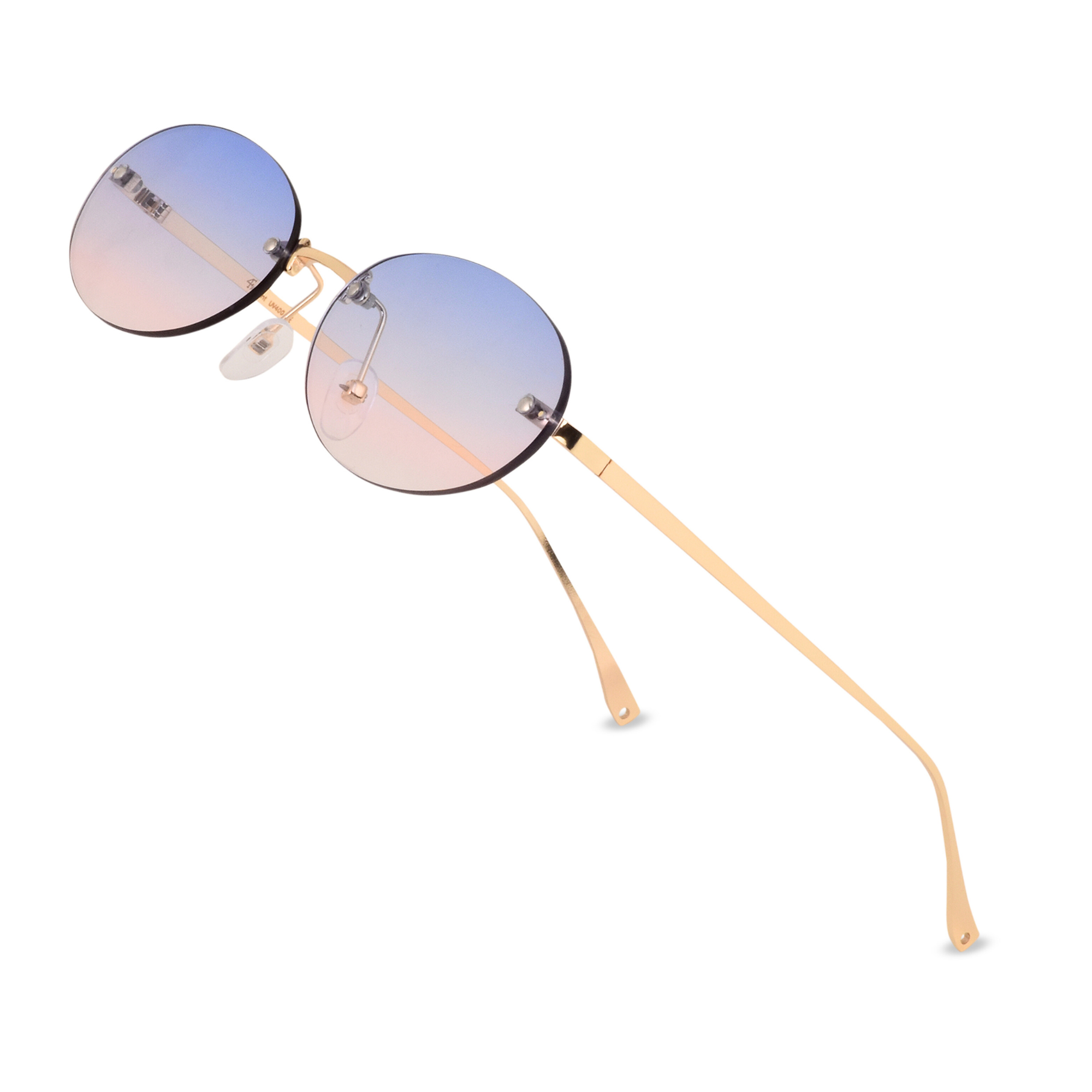 crush series Retro Vintage Rimless Oval Sunglasses With Heart Charms For Women - Blush Bliss crush series Retro Vintage Rimless Oval Sunglasses With Heart Charms For Women - Blush Bliss