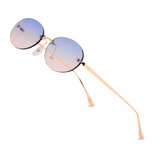 crush series Retro Vintage Rimless Oval Sunglasses With Heart Charms For Women - Blush Bliss crush series Retro Vintage Rimless Oval Sunglasses With Heart Charms For Women - Blush Bliss