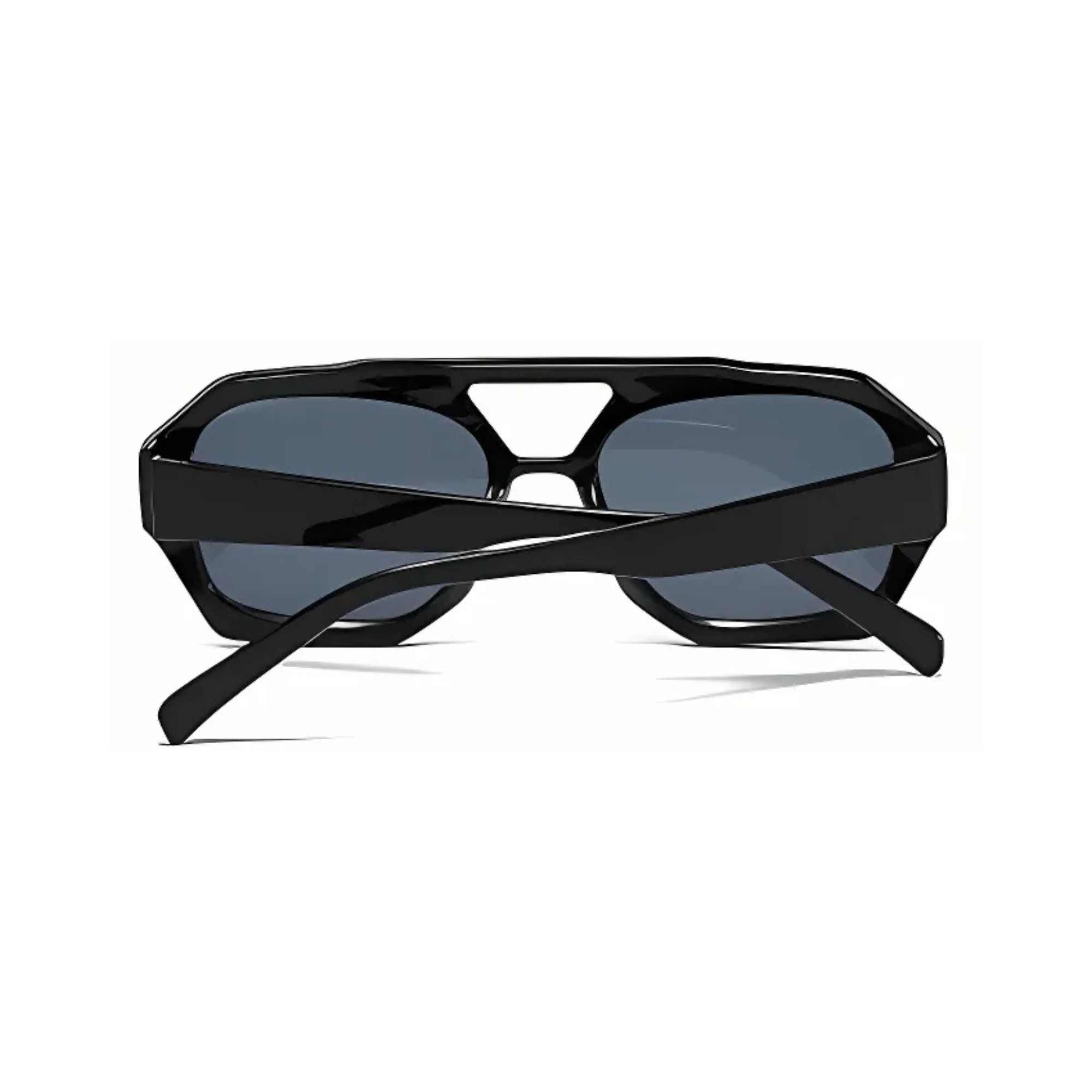 Rebel Retro Vintage 70s Hexagonal Aviator Double Bridge Sunglasses -  Black Rebel Retro Vintage 70s Hexagonal Aviator Double Bridge Sunglasses -  Black