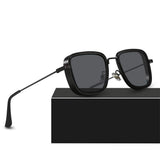 Fame Series Retro Square Sunglasses - Black Frame Grey Lens Fame Series Retro Square Sunglasses - Black Frame Grey Lens