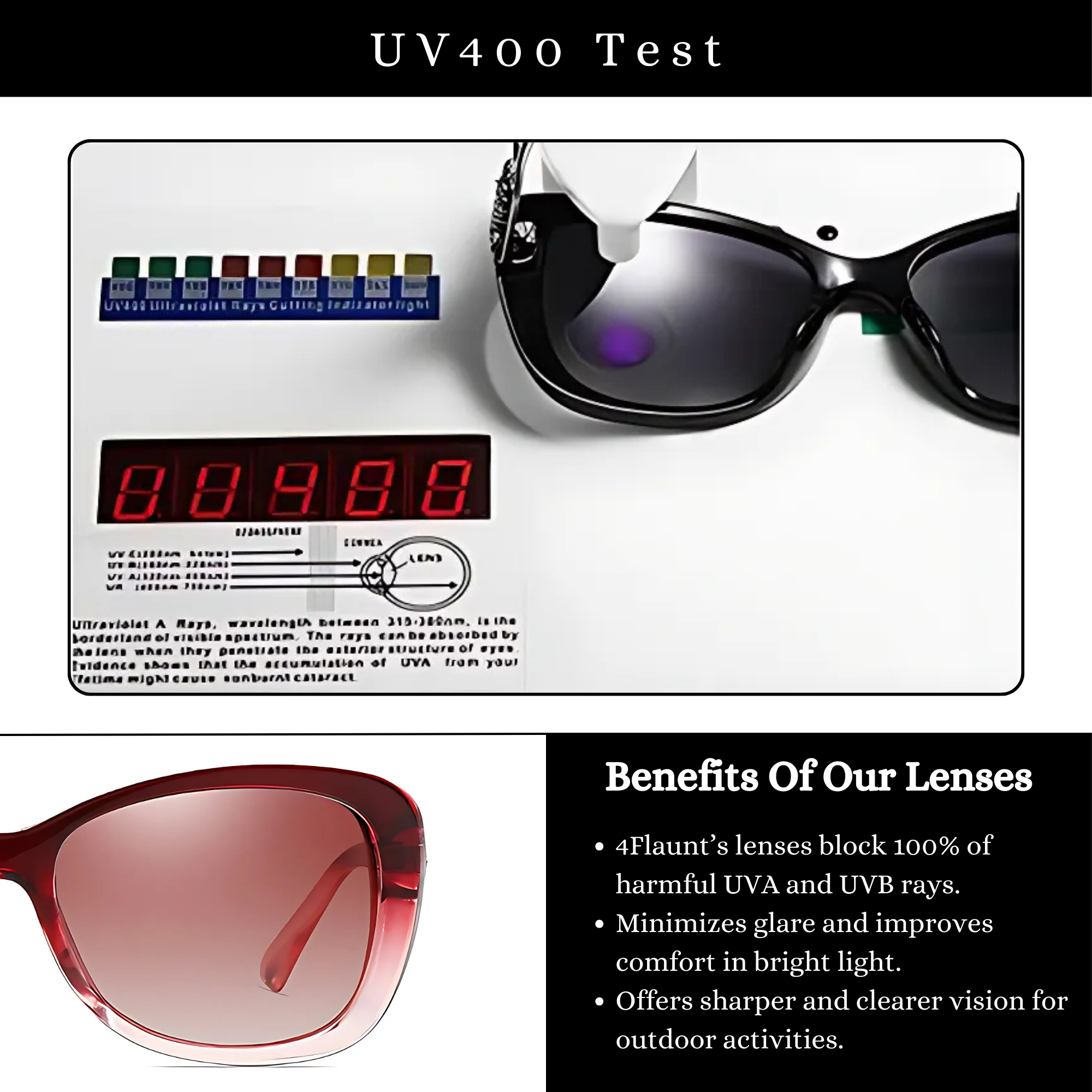 essntl series Butterfly Sparkling Crystal Sunglasses For Women - Blood Red essntl series Butterfly Sparkling Crystal Sunglasses For Women - Blood Red