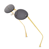 crush series Retro Vintage Rimless Oval Sunglasses For Men & Women - Gold Grey crush series Retro Vintage Rimless Oval Sunglasses For Men & Women - Gold Grey