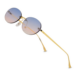 crush series Retro Vintage Rimless Oval Sunglasses For Men & Women - Gold Blue Pink Gradient crush series Retro Vintage Rimless Oval Sunglasses For Men & Women - Gold Blue Pink Gradient