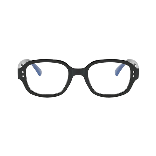 Dotted Series Retro Y2K Rectangle Blue Light Blocking Eyeglasses - Black