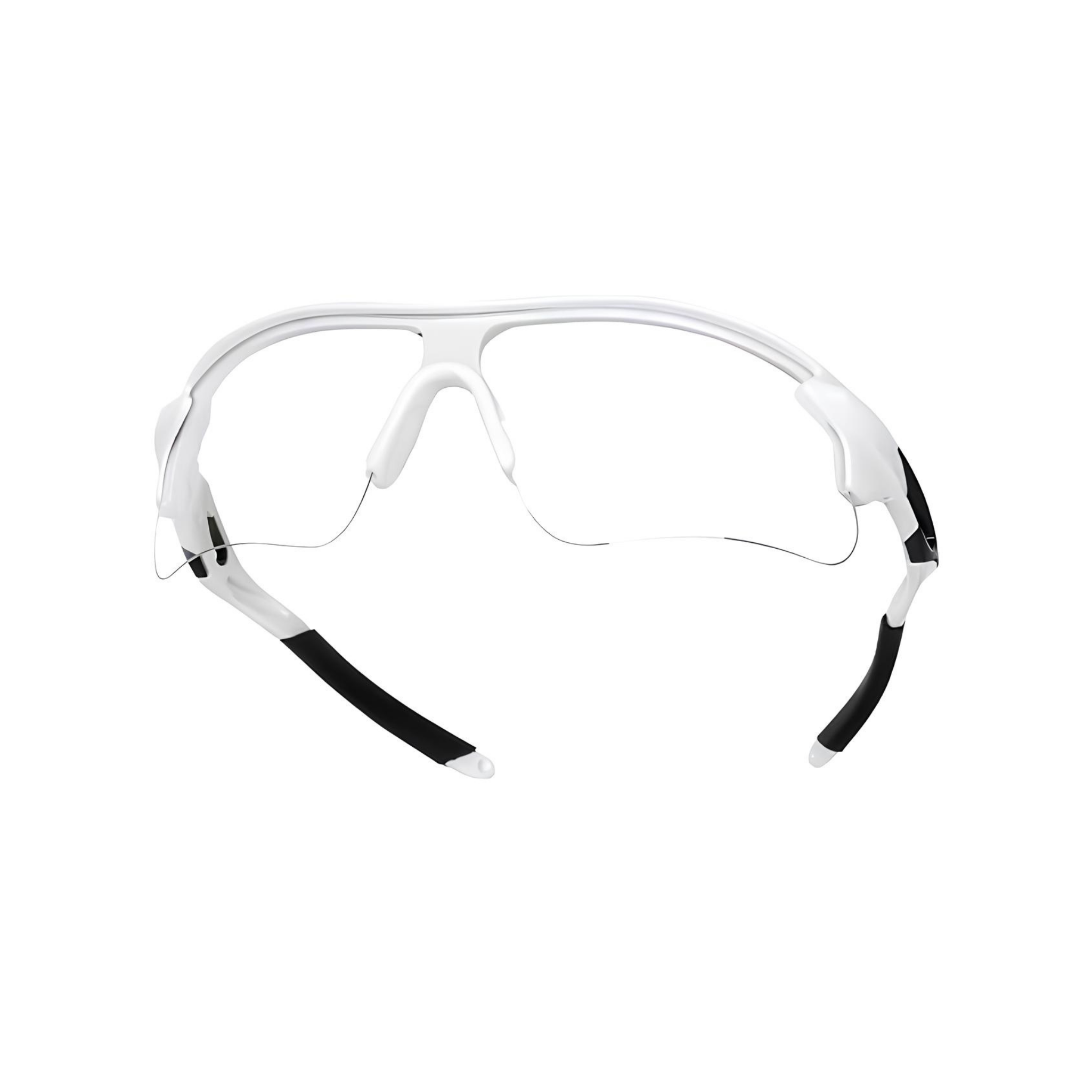 Futuristic Series Half Rim Sports Sunglasses - White Frame Clear Lenses Futuristic Series Half Rim Sports Sunglasses - White Frame Clear Lenses