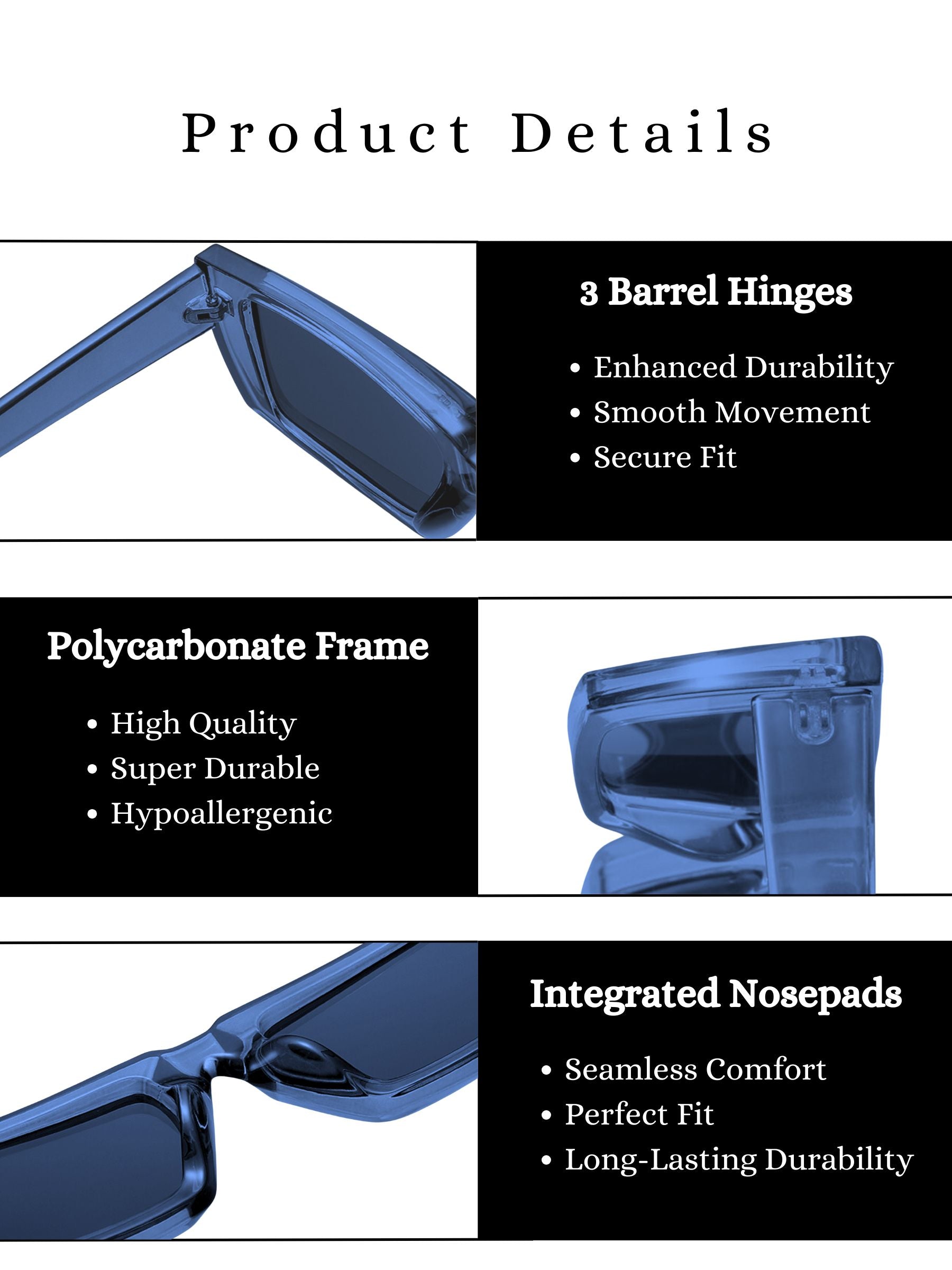 Futuristic Series Street Wear Y2K Rectangle Sunglasses - Cobalt Blue Futuristic Series Street Wear Y2K Rectangle Sunglasses - Cobalt Blue