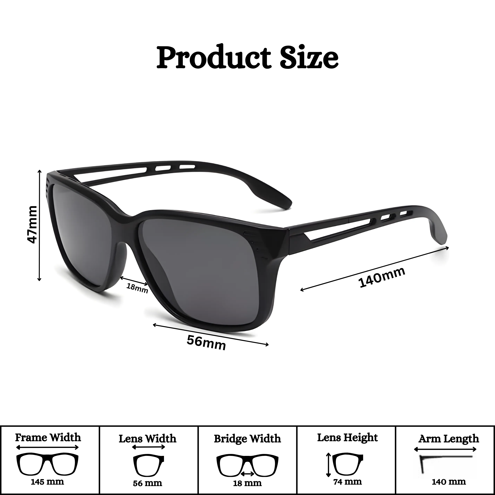 Klassic Series Square Polarized & UV Protected Sunglasses Matte Black Frame Grey Lenses Klassic Series Square Polarized & UV Protected Sunglasses Matte Black Frame Grey Lenses