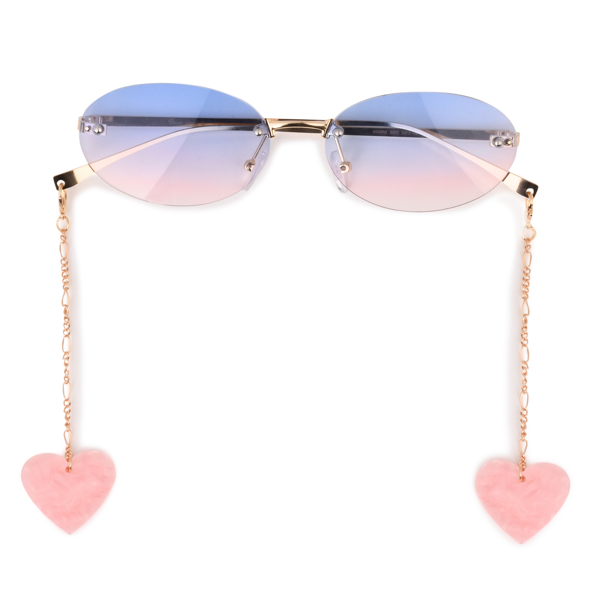 crush series Retro Vintage Rimless Oval Sunglasses With Heart Charms For Women - Blush Bliss crush series Retro Vintage Rimless Oval Sunglasses With Heart Charms For Women - Blush Bliss