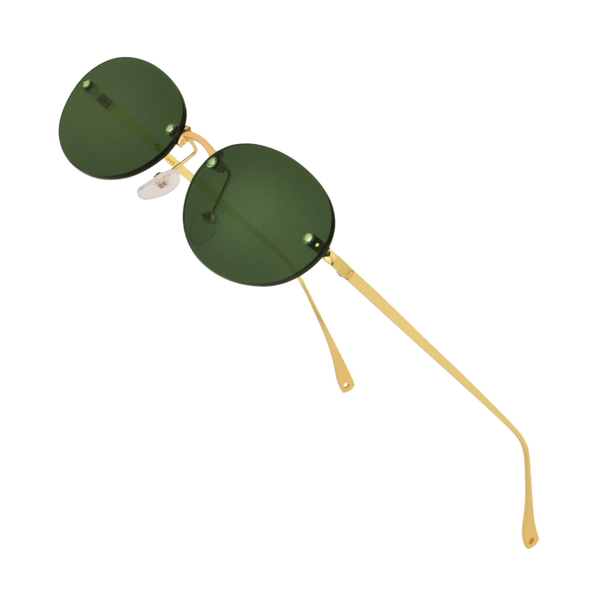 crush series Retro Vintage Rimless Oval Sunglasses For Men & Women - Gold Green crush series Retro Vintage Rimless Oval Sunglasses For Men & Women - Gold Green