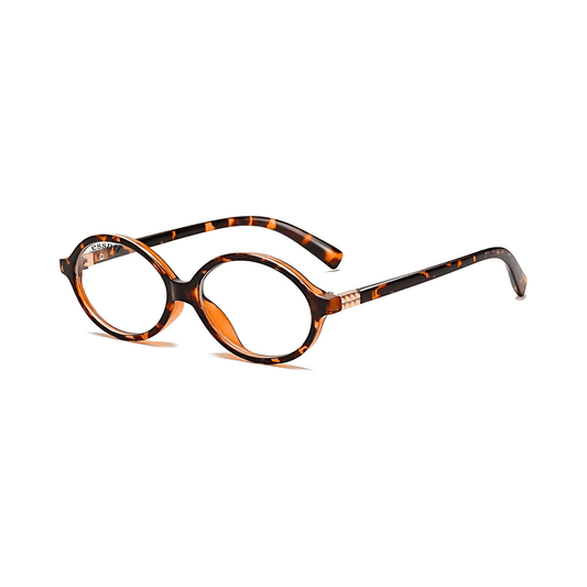 essntl series Retro Vintage 90s Oval Computer Glasses For Men & Women - Leopard Clear