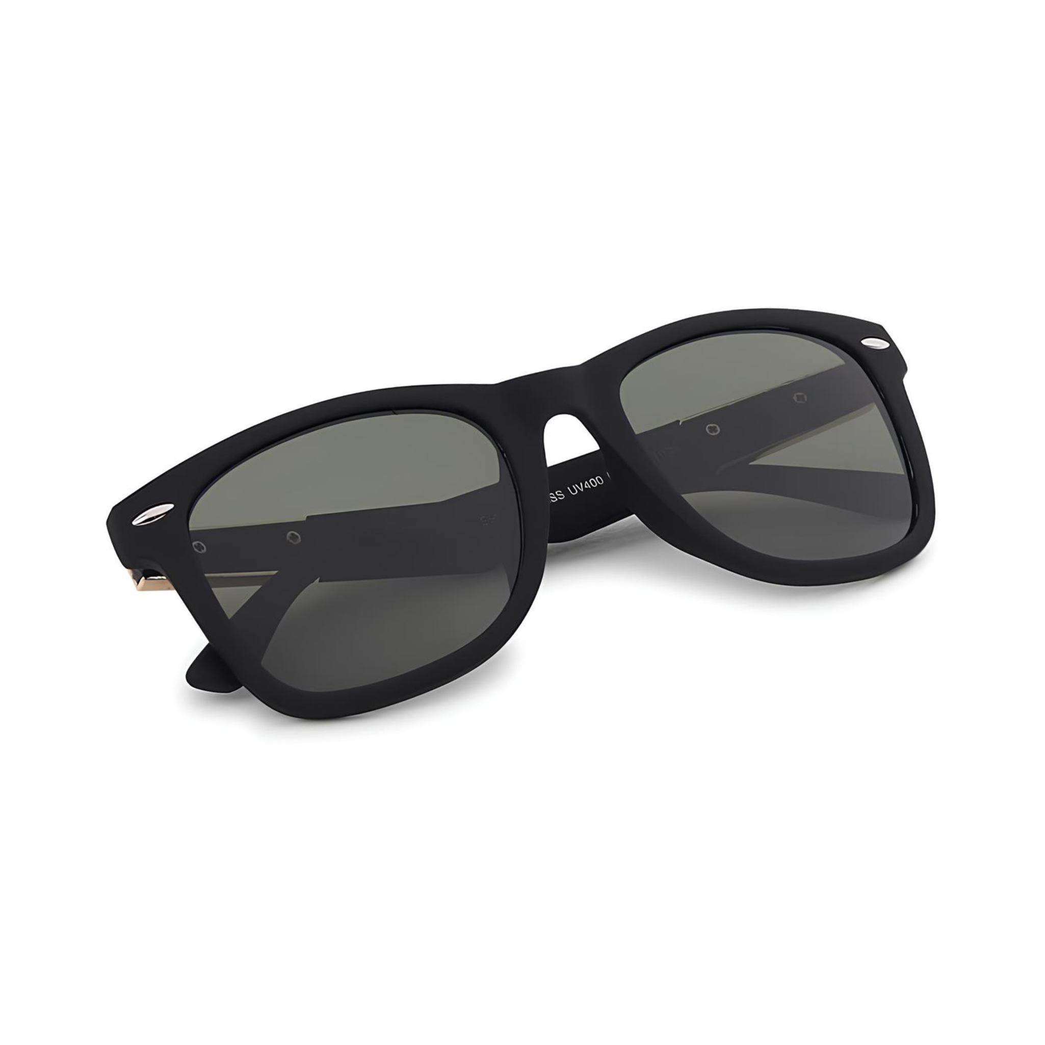 Klassic Series UV Protected Wayfarer Sunglasses - Matte Black Frame Green Lenses Klassic Series UV Protected Wayfarer Sunglasses - Matte Black Frame Green Lenses