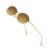 crush series Retro Vintage Rimless Oval Sunglasses With Heart Charms For Women - Caramel Charm crush series Retro Vintage Rimless Oval Sunglasses With Heart Charms For Women - Caramel Charm