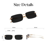 HautRim Series Rimless Rectangle Unisex Sunglasses - Gold Frame Black Lenses HautRim Series Rimless Rectangle Unisex Sunglasses - Gold Frame Black Lenses