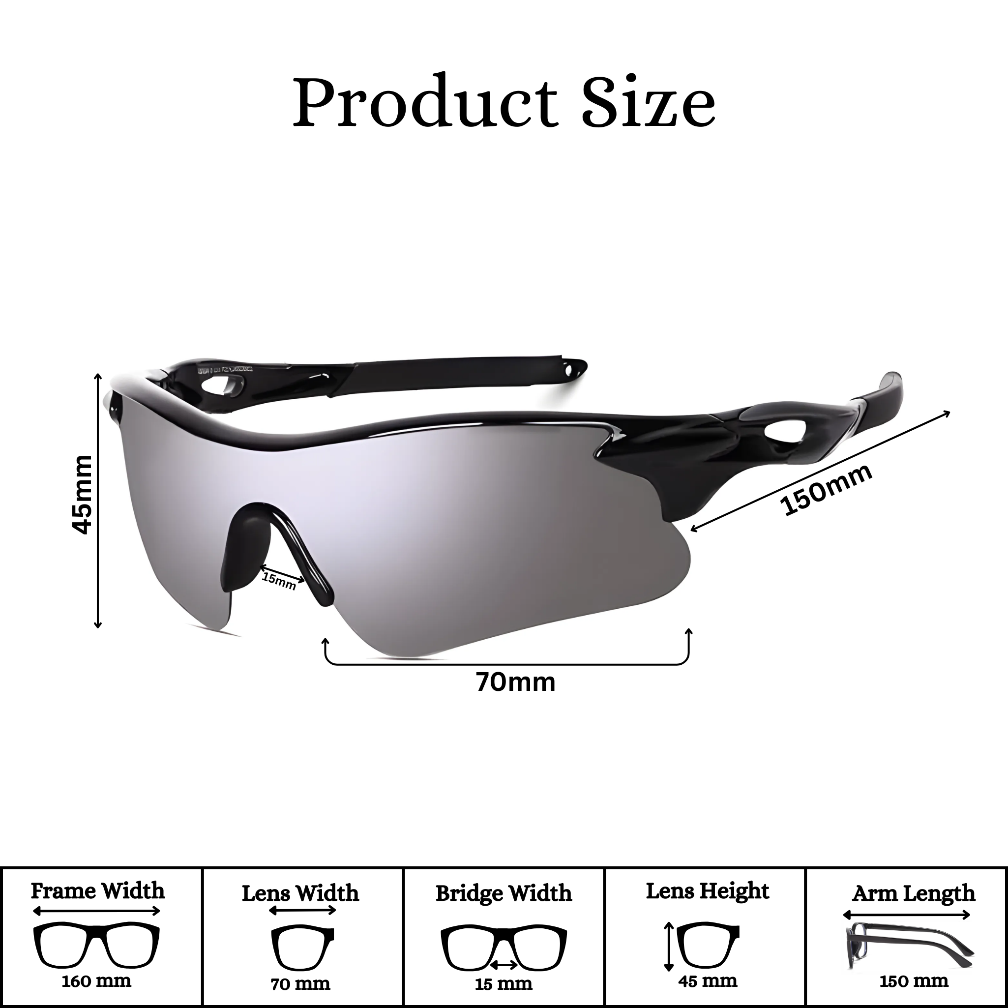 Futuristic Series Half Rim Sports Sunglasses - Black Frame Silver Mirrored Lenses Futuristic Series Half Rim Sports Sunglasses - Black Frame Silver Mirrored Lenses